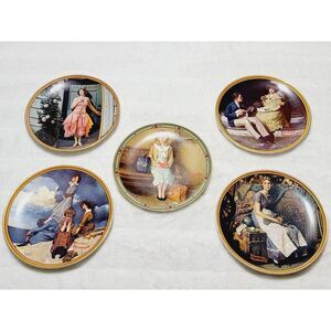 Lot of 5 Plates LIMITED EDITION OF WAITING ON THE SHOREBY Norman Rockwell 8.5"